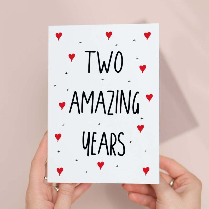 2 Year Anniversary Card For Wife or Husband Anniversary Card for 2nd Anniversary Card For Boyfriend or Girlfriend Second Wedding Anniversary - Small (4x6) / Blank Message