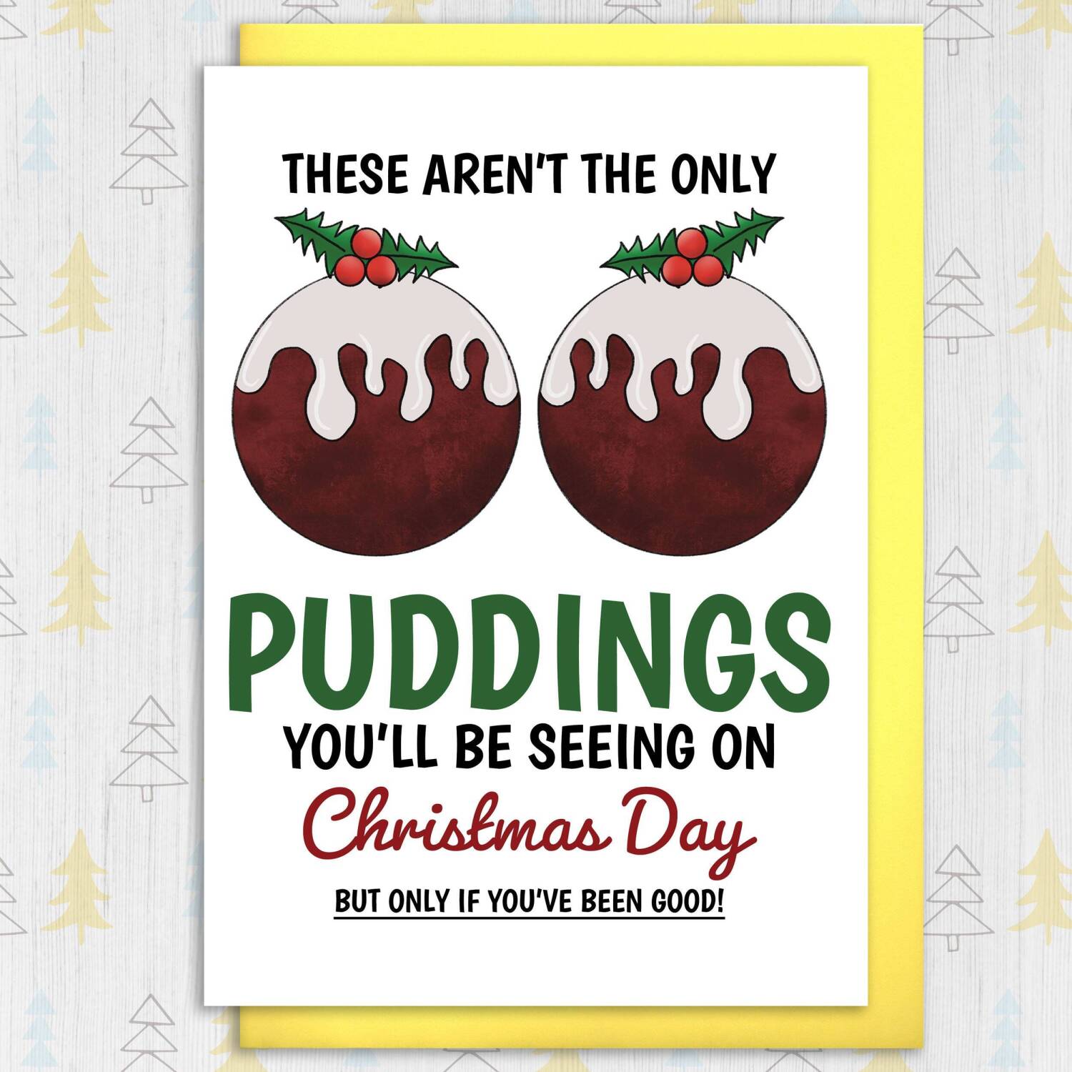 These aren't the only Christmas puddings you'll be seeing personalised naughty, rude, breasts, boobs card for husband, male (Size A6/A5/A4) - A6: Single card