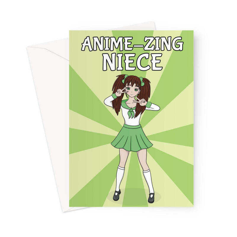 Cute Anime Girl Greeting Card For A Niece - A5 Portrait - 1 Card