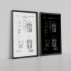 Patent bathroom prints, wall art, decor - A5 - Glossy - Black - Bath and shower