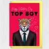 Happy Valentine's Day Top Boy Jaguar animal in clothes card for boyfriend, husband, male partner (Animalyser) Size A6/A5/A4/Square - A6: Single card