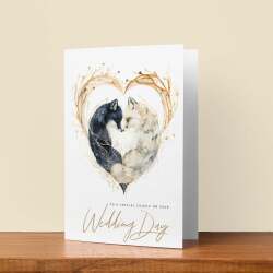 Personalised Wedding Card For Couple Wedding Card For Son and Daughter-In-Law Wedding Card For Daughter and Son-In-Law Fox Love Heart - Small (4x6) / Blank Message