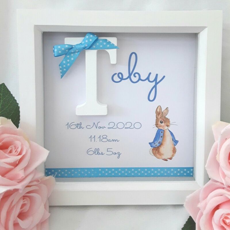 Personalised Peter Rabbit New Baby Frame, new baby gift, baby initial frame - Without lights