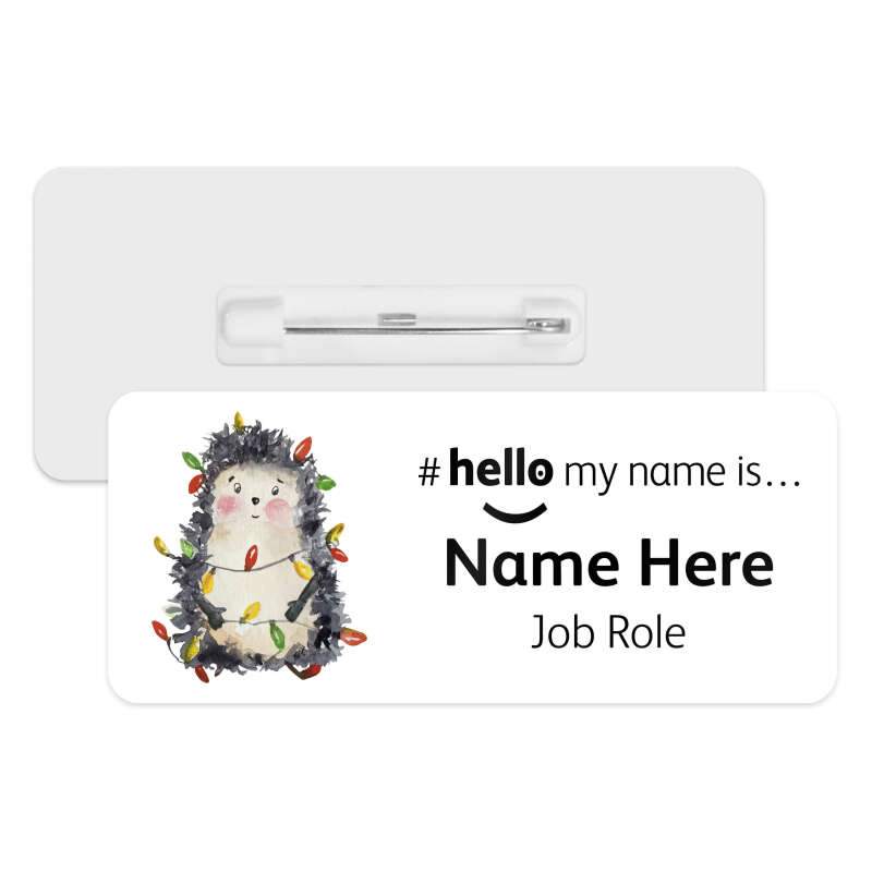 #hello my name is... Name Badge - Hedgehog in Christmas Lights