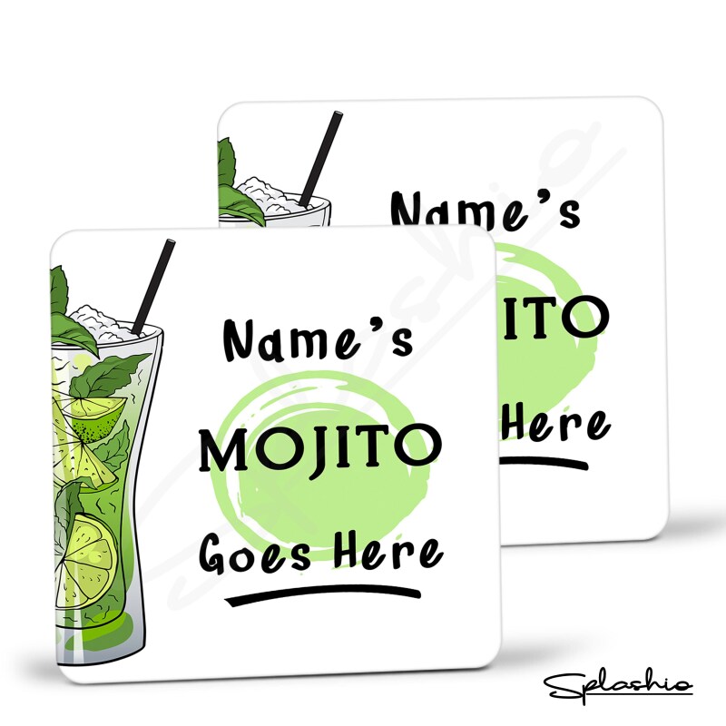 MOJITO Cocktail Personalised Coaster, Cocktail Mojito Coaster, Fathers Day gift, Christmas Coaster, Secret Santa, Birthday Gift, Home Bar. - Single Coaster