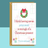 Funny Christmas Card for Niece or Nephew - From Aunt - For Xmas - Greetings Card - Can be personalised