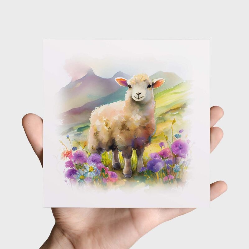 Notelet Card of a Sheep For Anyone Any Occasion Card For Her or For Him Card For Birthday or Easter Card Thank You Card - Square (6x6) / Blank Message