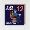 Level unlocked with any age gaming, gamer, teenager, children's, kids age card, 10th, 12th, 13th, 14th, 16th (Size A6/A5/A4/Square 6x6") - A6: Single card