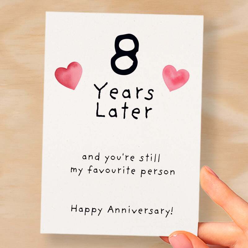 8th Wedding Anniversary Card For Wife Anniversary Card for Husband 8 Year Anniversary Card For Boyfriend or Girlfriend Eighth Anniversary - Large (5x7) / Blank Message