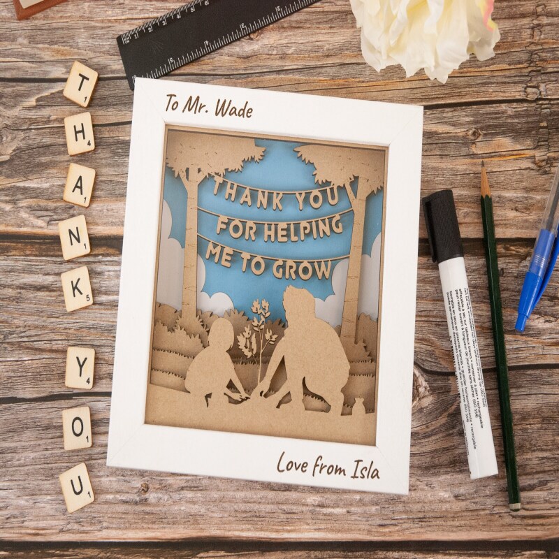 Thank you for helping me grow | Teacher gifts for year end, teaching assistant gift, nursery teacher, thank you teacher - Girl and Male