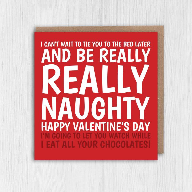 Can't wait to tie you to the bed later and be really naughty rude Valentine's Day card for wife, girlfriend (Size A6/A5/A4/Square 6x6") - A6: Single card