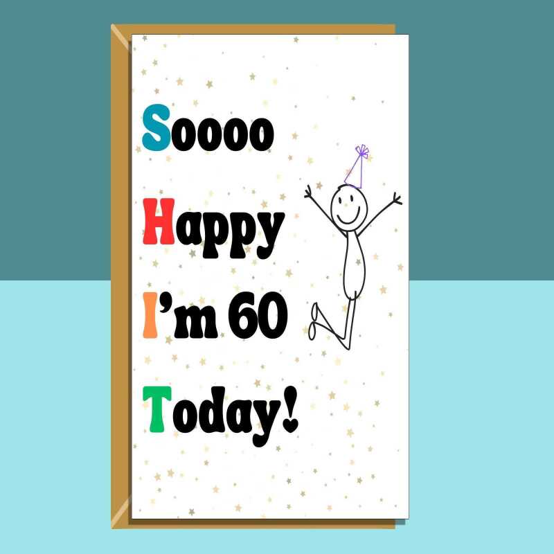 Funny 60th birthday card for him or for her - personalised - custom card for 60 year old - Dad, Mum, Friend, Uncle, Aunt - Blank inside - Small