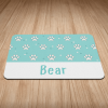 Personalised Aqua Paws & Polkadots Puppy/Dog Bowl Mat