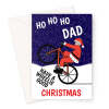 Funny Dad Christmas Card - Cycling Santa - A5 Portrait - 1 Card