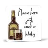 Personalised Whiskey Coaster, Personalised, Drinks Mat, Personalised Drink Coaster Whisky, Whiskey Fathers Day gift, Secret Santa Coaster - Single Coaster