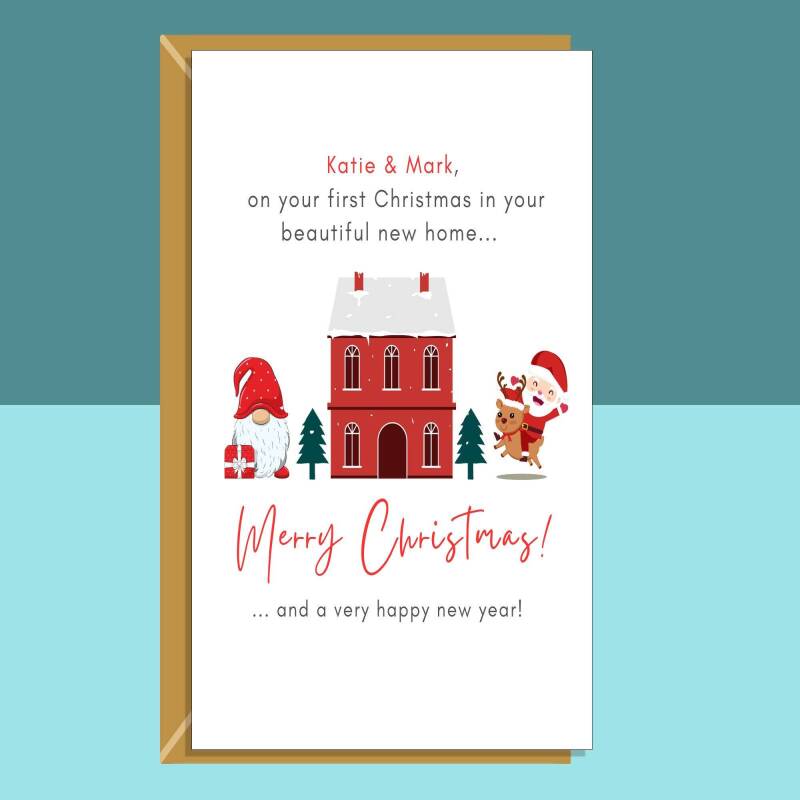 New Home Christmas Card - Ideal personalised Xmas card for someone spending their 1st Christmas in their new house... - Blank inside - Large