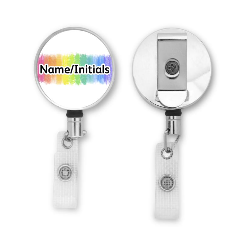 Personalised Metal ID Reel - Colourful Brush Strokes