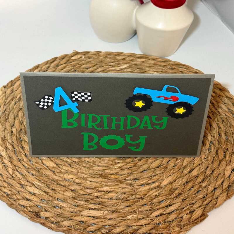 Handmade Monster Truck Birthday Pop Up card
