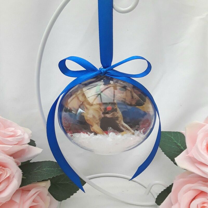 8 cm Beautiful Photo Bauble,Pet Bauble, Pet Christmas Ornament,Pet remembrance - Baby pink