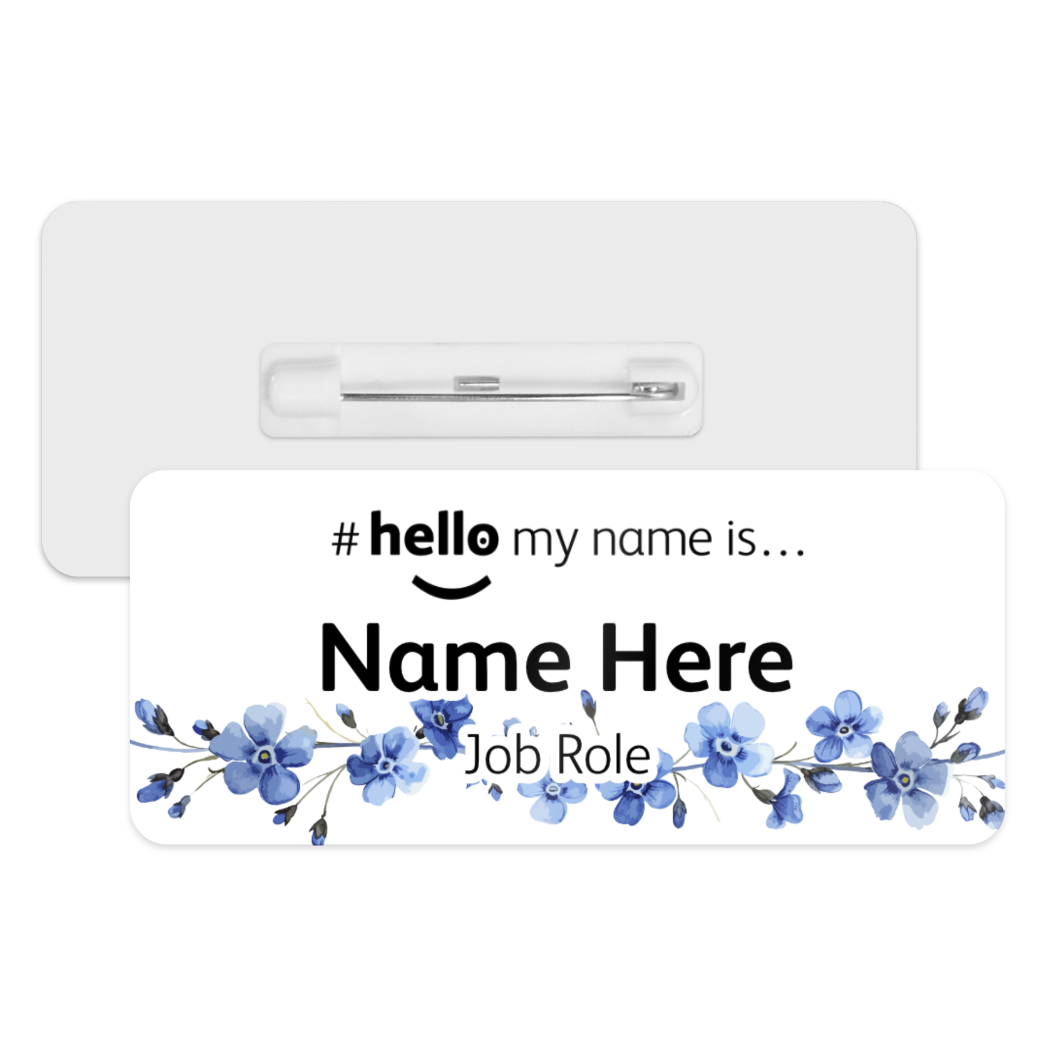 #hello my name is... Name Badge - Forget Me Nots Border