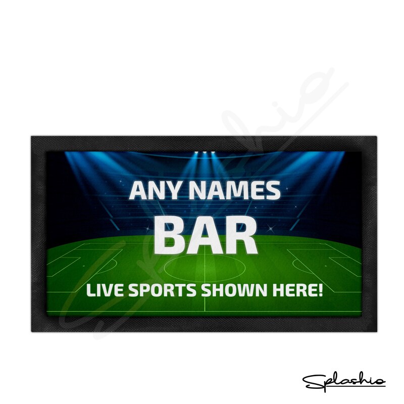 Personalised Bar Runner Mat, FOOTBALL BAR Custom Beer Mats & 4 x Drinks Coasters Gift Set Garden Bar Sets / Personalised Mats Home Bar - Set of 4 Coasters