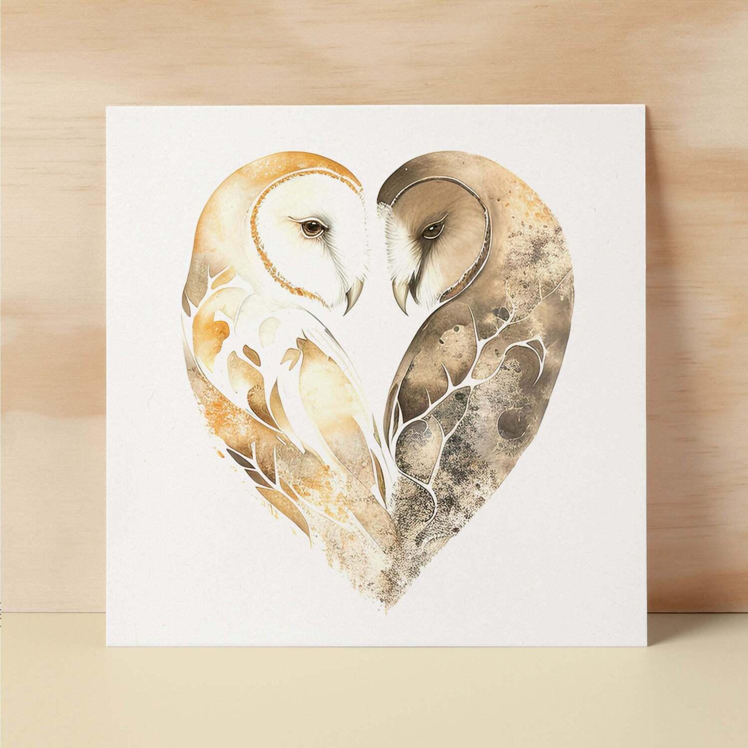 Anniversary or Valentine's Day Card For Wife Anniversary Card For Husband Boyfriend or Girlfriend Valentines Card For Him or Her Sand Owls - Square (6x6) / Blank Message