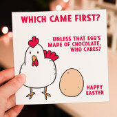 Which came first, the chicken or the egg funny Easter Sunday joke card for any age, adults and children (Size A6/A5/A4/Square 6x6")