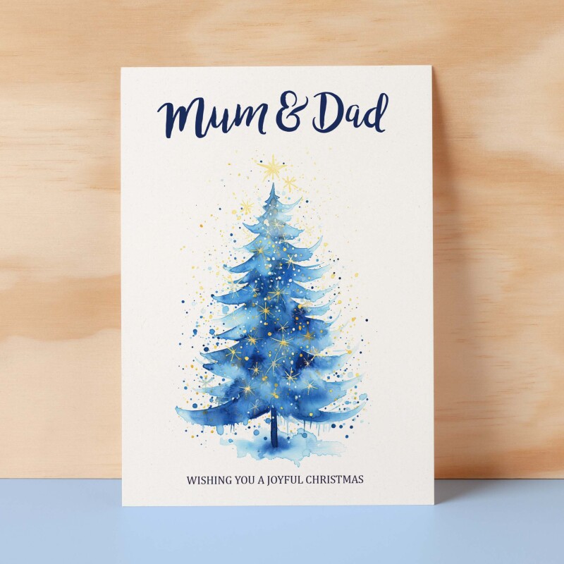 Christmas Card For Mum and Dad Card For Mum Xmas Card for Dad For Christmas Card for Loved One Mum and Dad Card Christmas Tree Card - Large (5x7) / Blank Message