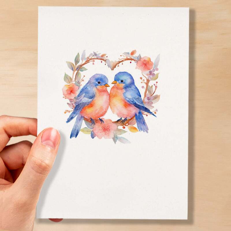 Anniversary Card For Husband Card for Anniversary Card For Wife Love Bird Anniversary Card For Couple Engagement Card Couple Wedding Card Inactive - Small (4x6) / Blank Message