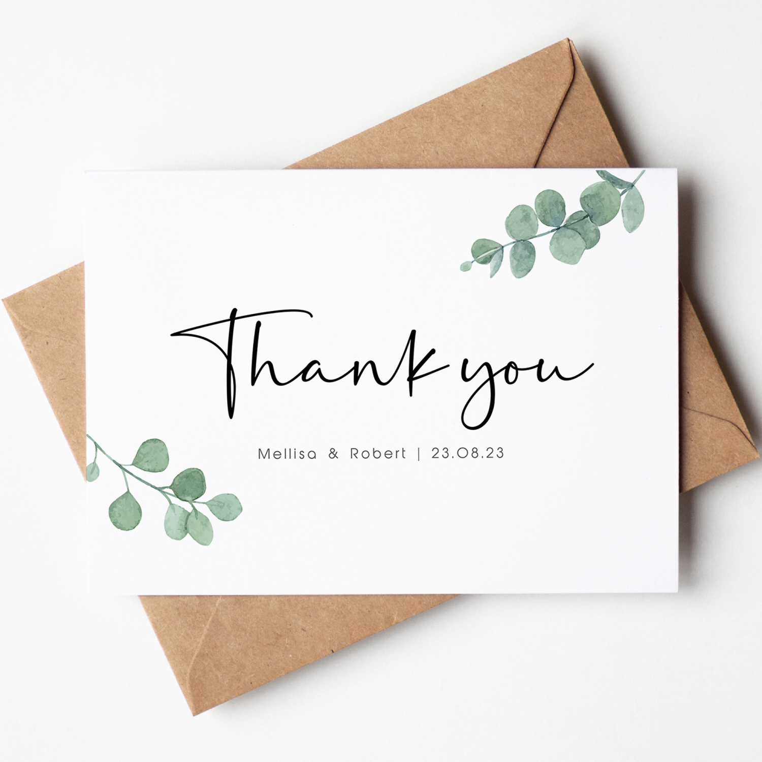 Eucalyptus Thank You Cards, Wedding Thank You Cards, Eucalyptus Photo Thank You Card Thank you wedding guest cards, Eucalyptus wedding cards - A6 - 4.1" x 5.8"