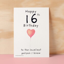 16th Birthday Card for Her Birthday Card Daughter 16th Birthday Card For Sister Birthday Card 16 th Birthday Card For Friend - Small (4x6) / Blank Message