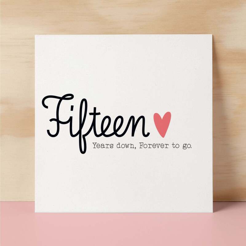 15 Year Anniversary Card For Wife 15th Wedding Anniversary Card For Husband Anniversary Card For Wife Wedding Anniversary Card Fifteen Years - Square (6x6) / Blank Message