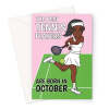 October Birthday Card For Women Tennis Player - A5 Portrait - 1 Card