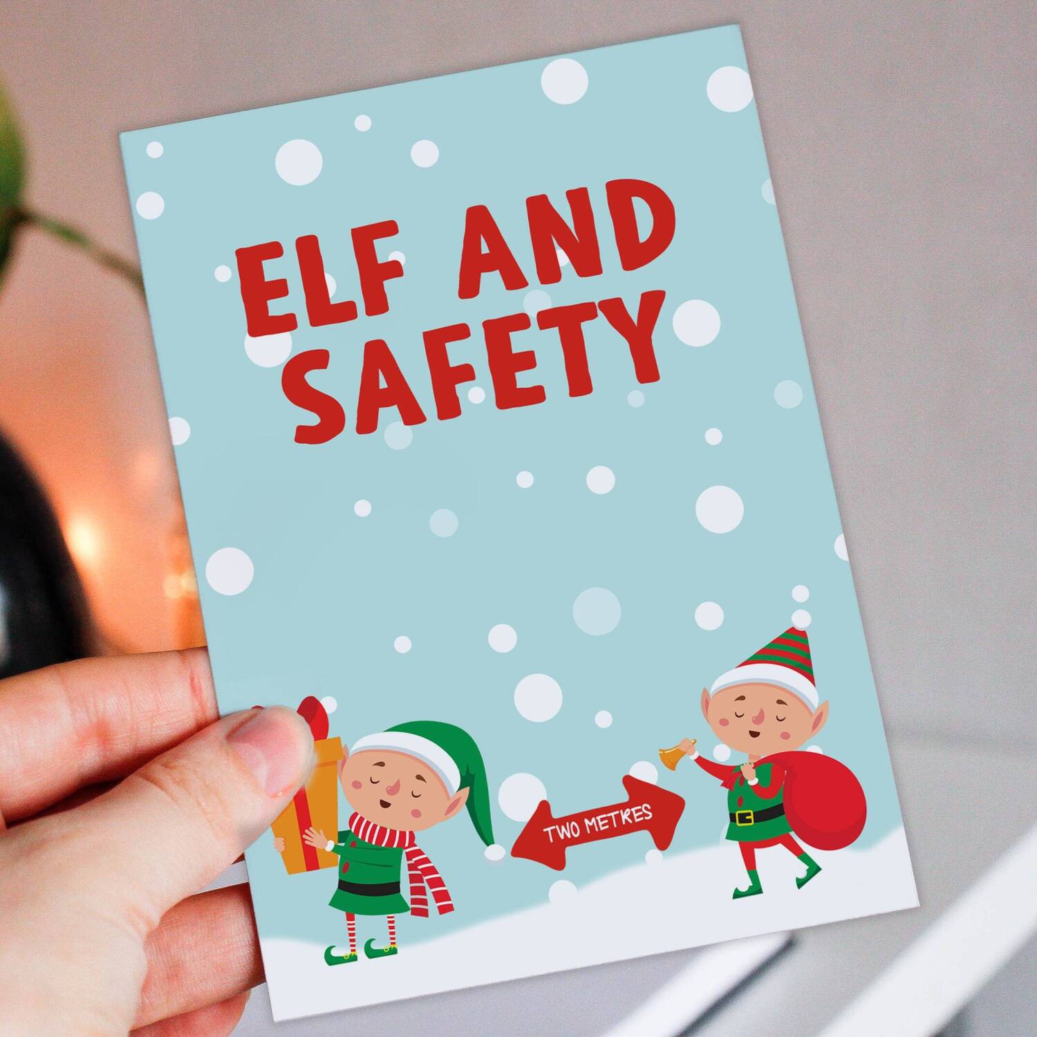 Elf and safety funny health and safety Christmas, Holidays card for coworker, colleague, friend, mate (Size A6/A5/A4/Square 6x6") - A6: Single card