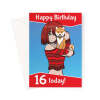 Happy 16th Birthday - Japanese Style Girl And Dog - A5 Portrait - 1 Card