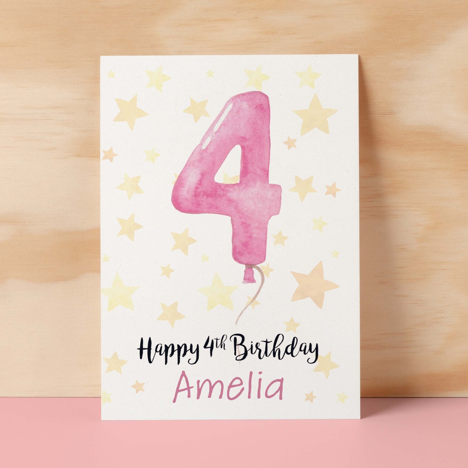 Personalised 4th Birthday Card For Girl Custom Name Card For Girl Forth Birthday Card For Child Birthday Card for Girl Custom 4th Birthday - Small (4x6) / Blank Message