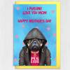 I pugging love you mum, mom pug, dog in clothes Mother's Day card for mother from son, daughter (Animalyser) (Size A6/A5/A4/Square 6x6") - A6: Single card - Mum