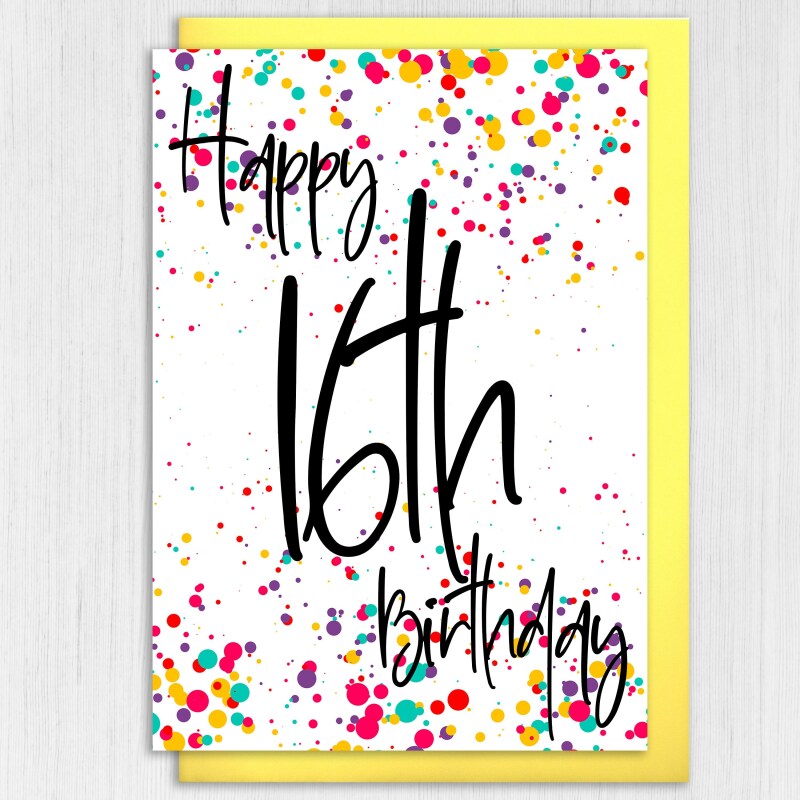 Personalised any age birthday confetti-style card: 16th, 18th, 21st, 30th, 40th, 50th, 60th, 70th, 80th, 90th (Size A6/A5/A4/Square 6x6") - A6: Single card