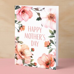 Mother's Day Card For Mum Happy Mother's Day Mothers Day card Mothering Floral Mother's Day Card For Mom Mommy Mum Mummy - Large (5x7) / Blank Message