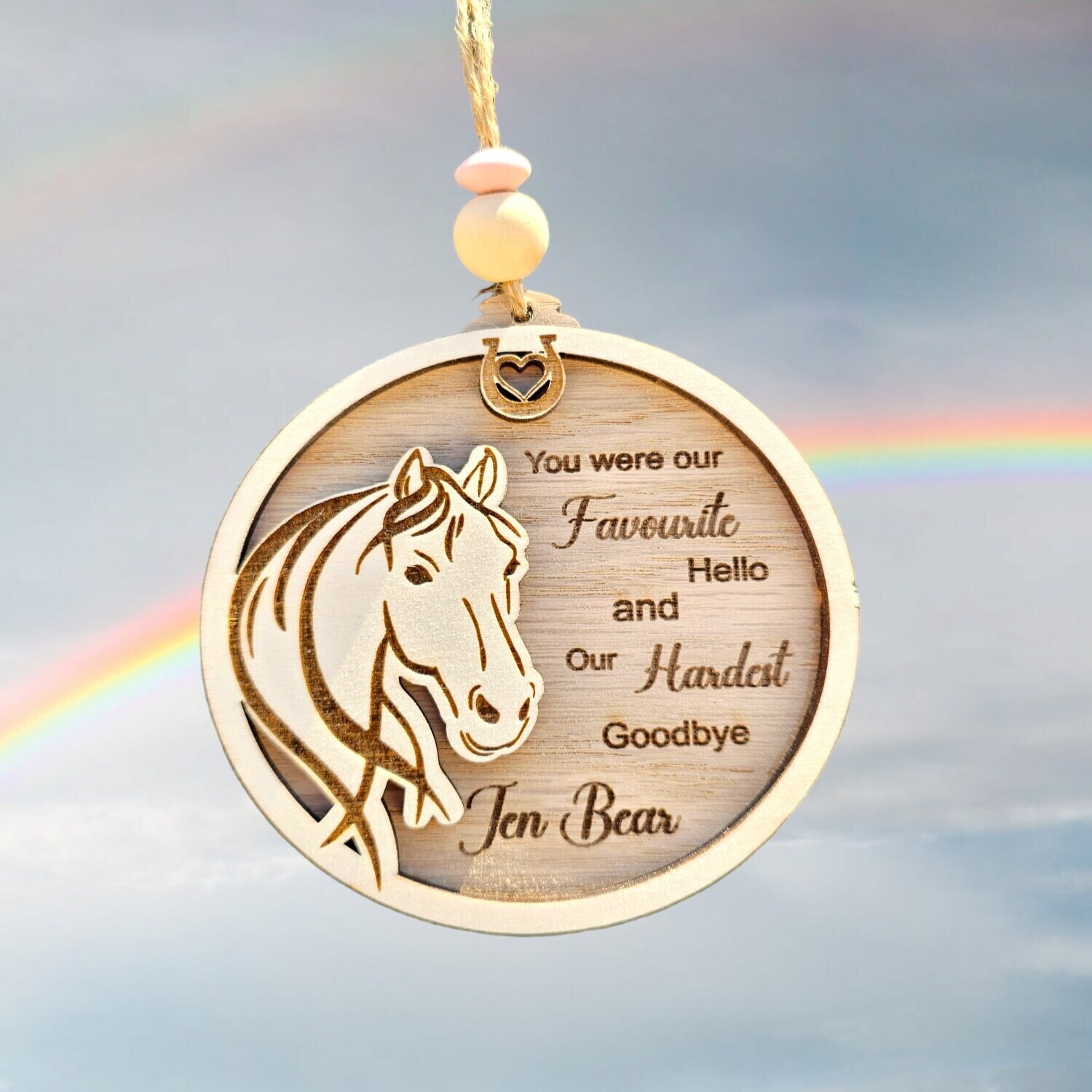 Personalised Horses memorial hanging decoration,  Horse loss, rainbow Bridge, Horse keepsake, horse memorial gift.