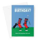 Happy Birthday Card - Funny Golf Socks Hole-In-One Joke - A5 Greeting Card