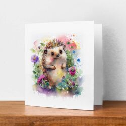 Notelet Card of a Hedgehog Any Occasion Card For Her or For Him Card For Birthday or Easter Card Thank You Card - Square (6x6) / Blank Message