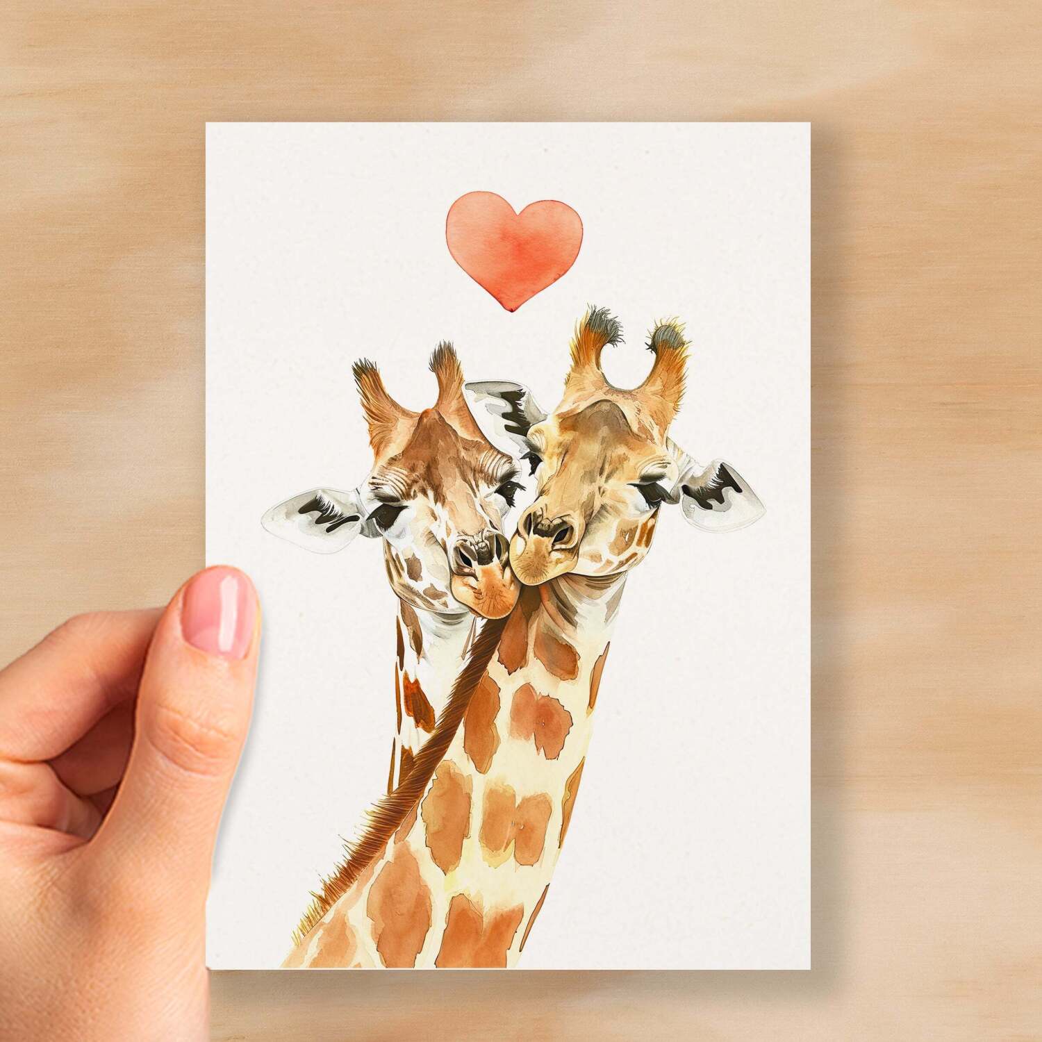 Anniversary or Valentine's Card for Her Anniversary Card for Wife Valentines Day Card For Husband Boyfriend or Girlfriend Giraffes - Small (4x6) / Blank Message