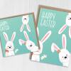 Happy Easter bunnies, bunny rabbits, pet Easter card for children, kids, boys, girls, grandchildren (Size A6/A5/A4/Square 6x6") - A6: Single card