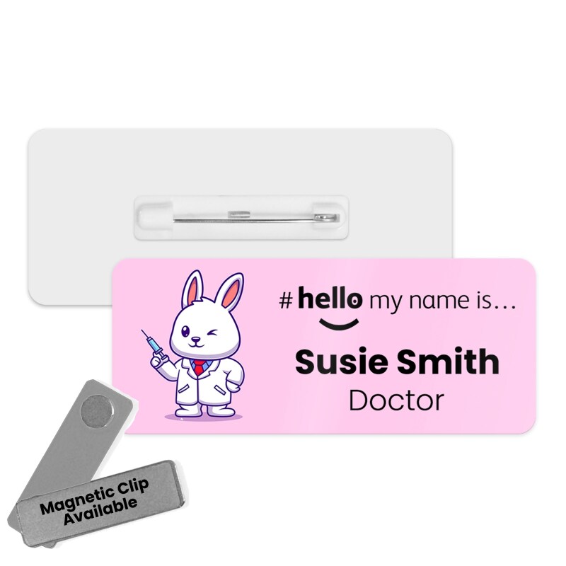 Hello My Name is Name Badge Cute DR Animals Personalised Premium Durable Name Badge #hello mynameis Name Badge Nurse Badge Splash Name Badge - Standard Pin - Dog