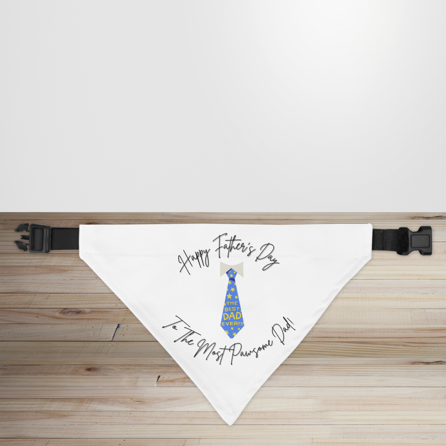 Happy Father's Day Best Dad Ever Tie Design Dog/Puppy Bandana - Small - 12x17cm (Strap: 25mm - 40mm)