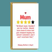 Funny Mother's Day Card - Ideal cheeky greetings card for your Mum this Mothers Day - 4 Star rating