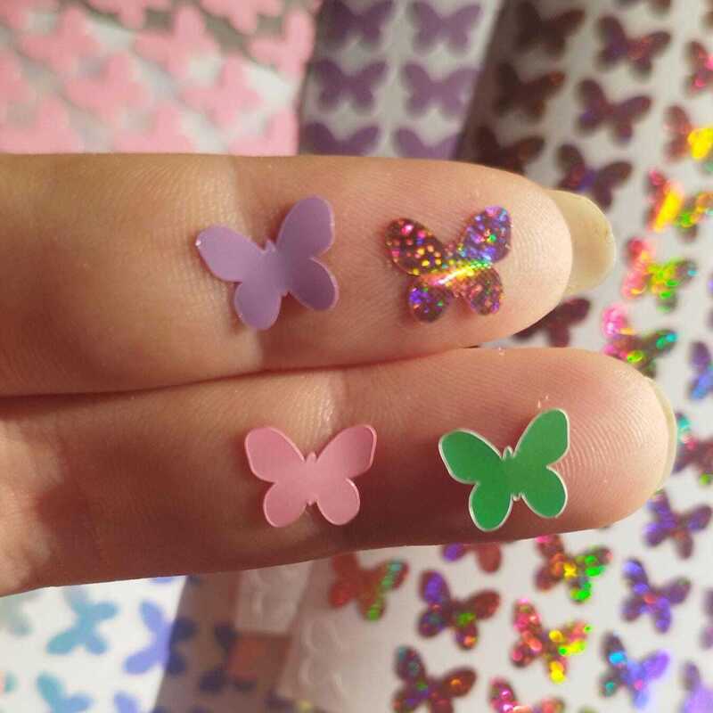 Butterfly Stickers 1cm wide 120 in a set - Pink