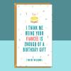 Funny Fiancée Birthday Card - Ideal for your Fiancee - For Him or For Her - Cheeky Card on Birthday - Can be personalised inside - Blank inside - Large