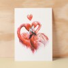 Anniversary or Valentine's Card for Her Anniversary Card for Wife Valentines Day Card For Husband Boyfriend or Girlfriend Flamingo Love - Small (4x6) / Blank Message